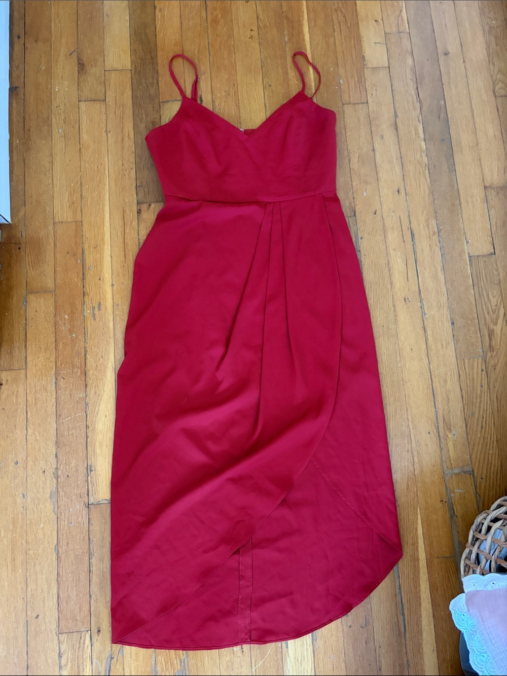 Lulu's Red Spaghetti-Strap High-Low Midi Dress